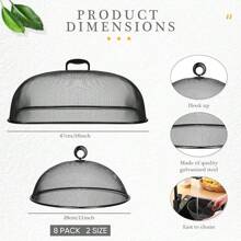 8 Pcs Metal Mesh Screen Food Cover For Outdoors Set Including 2 Pcs Extra Large 18.5 In Mesh Food Tents For Outdoor 6 Pcs 11 In Large Dome Picnic Food Covers Mesh Food Covers (Black)