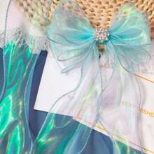 Assorted Bow Tie Ribbon, Iridescent Fish Tail Tulle Fringe, Wave Chiffon Ribbon, Handmade Hair Accessory Ornaments, Birthday Gift Packaging Ribbon, Valentine's Day Bouquet Ribbon (2 Styles Random Delivery),Christmas