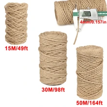 4MM Jute Rope,15M/30M/50M Strong And Heavy Duty Jute Twine, Brown Decoration  Twine String For Artworks, Gardening, Bundling, Camping, Decorating, And DIY Crafting
