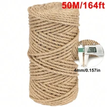 4MM Jute Rope,15M/30M/50M Strong And Heavy Duty Jute Twine, Brown Decoration  Twine String For Artworks, Gardening, Bundling, Camping, Decorating, And DIY Crafting