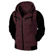 RAMAZZONI Cold Weather Blouse Hooded Sweatshirt 3-Zipper Jacket - 紫紅色 - 查看 1