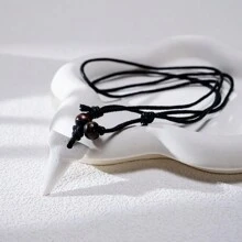 1pc Authentic Style Shark Tooth Necklace - Rustic Wooden Beads And Durable Rope, Meticulously Carved Bone Imitation, Suitable For Men And Women Fashion Accessories