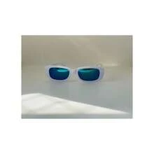Retro Vintage Rectangular Sunglasses WHITE MIRROR Models Unisex Promotion - Màu xanh lam - Xem 3