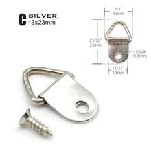 100 pièces Triangle D-Ring Suspendu Peinture À L'huile Miroir Cadre Photo Cintre Art Travail Photo Mur Crochet Avec Vis Doré Argent Noir