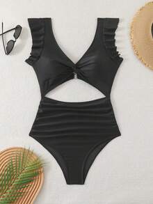 1pc Music Festival/Festival Style Sexy Backless One-Piece Swimsuit, European & American Floral Print Beach Vacation Swimwear