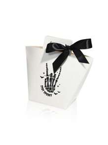 6pcs Spooky Skeleton Mini Gift Boxes With Black Satin Ribbon, Ideal For Halloween Candies, Chocolates, And Small Gifts, Fun Skeleton Design For Trick-Or-Treating And Halloween Decor,Christmas - Hand Tote Box - View 9