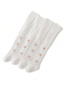 4 Pairs Of Girls Spring And Autumn Printed Pantyhose - White - View 6