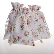5 piezas Bolsas de regalo con cordón personalizadas y creativas, bolsitas de lino con estampado vintage para joyas, sacos de arpillera de paquete aromático