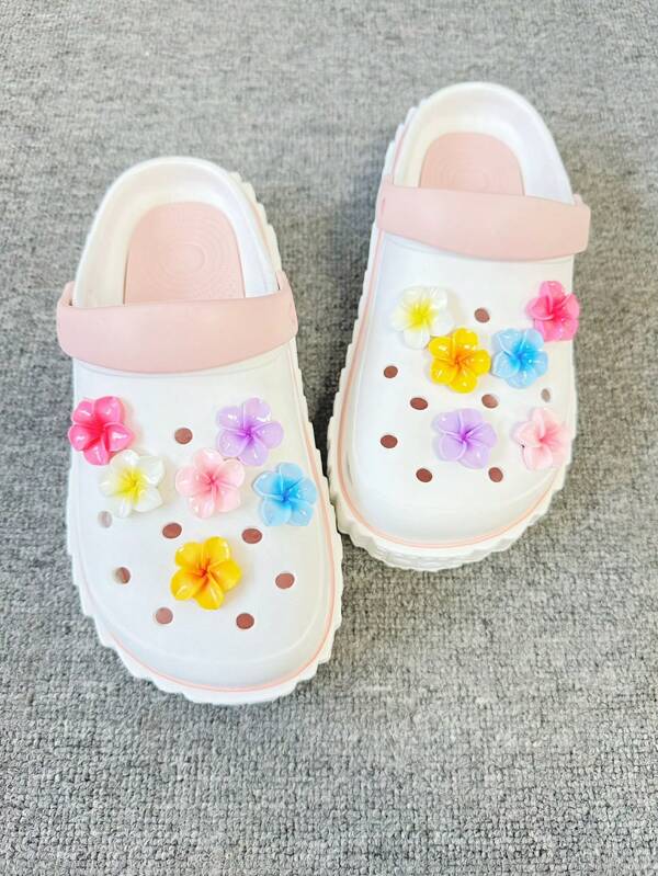 12pcs Artificial Plant Flower DIY Decoration For Perforated Shoes, Cute Shoes Accessories For Spring Summer Beach Or Daily Wear Women Men Shoes
