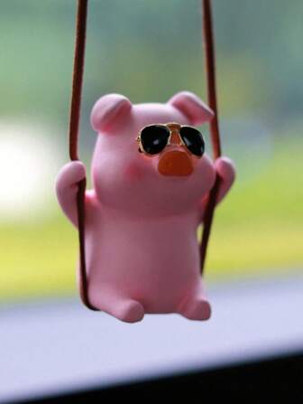 1 pieza Lindo accesorio de decoración interior del coche, péndulo de cerdo que se balancea para el espejo retrovisor del coche