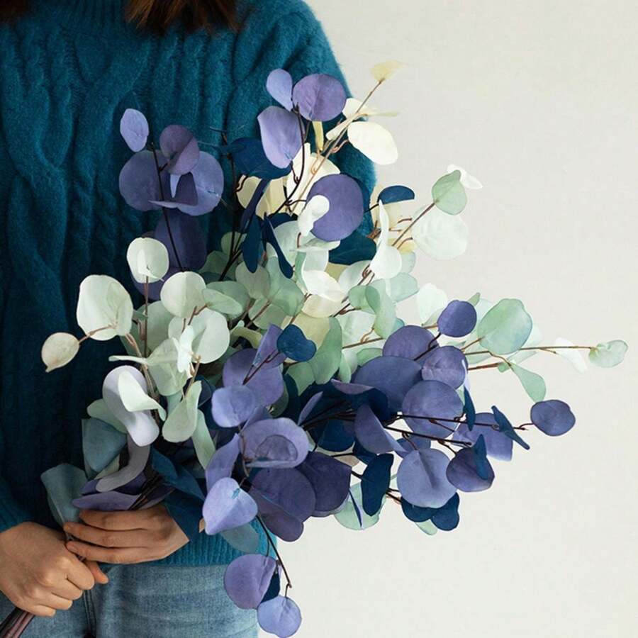 1 件假桉树花茎装饰，人造苹果叶仿绿枝，适用于 DIY 花墙、场景布置、客厅和卧室花瓶插花、婚礼、派对、家居装饰、书桌装饰、房间装饰