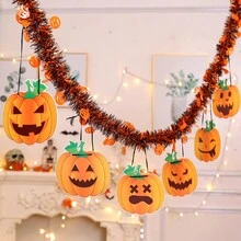 1 Bí Ngô Halloween/Nhện/Ngôi Sao Màu Cam Sang Trọng Vòng Hoa Trang Trí, Vòng Hoa Dự Tiệc (Không Có Ánh Sáng) - quả bí ngô - Xem 9