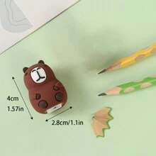 1pc Cartoon Mini Portable 3D Silicone Pencil Sharpener, Rotating Pencil Sharpener, Pencil Shaver, Back To School Stationery Gift, Award, Office And School Stationery Supplies