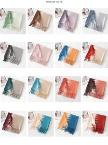 (Custom-Made) 1pc Personalized Text Embroidered Tie-Dye Style Faux Cashmere Warm Versatile Scarf, Gift Suitable For Autumn/Winter - Multicolor - View 2