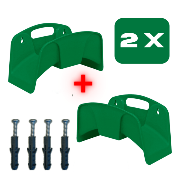 Kit 2 Porta Mangueira Suporte Mangueira Jardim Piscina Interno Externo Verde Plástico