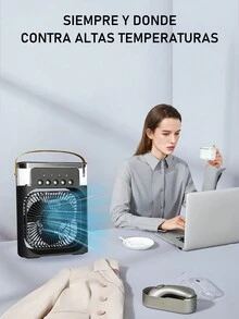 Ventilador Enfriador Y Humidificador 3 en 1,Aire Portátil de Mesa Enfriador ,Ventilador de refrigeración de aire portátiles de luz de 7 colores, mini ventilador de escritorio alimentado por USB, 3 velocidades, ajuste de 360,ventilador Humidificador de aire - Negro - Ver 10