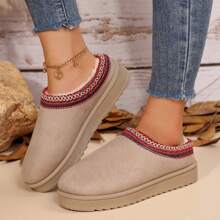 Women's Sandals Platform Snow Boots - Warm And Durable Shoes For Outdoor Non Slip Comfort, Thickened Flat Soles With Winter Slippers - 卡其色 - 查看 8