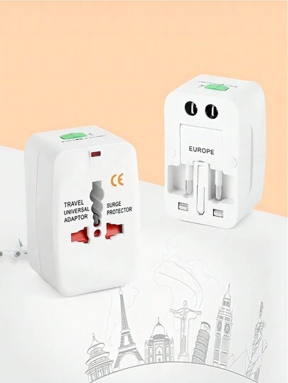 1 件装便携式全球通用电源适配器转换器一体式国际出国旅行壁式充电器插头适用于美国、欧盟、英国、法国、意大利、澳大利亚、印度插座的壁式插头输入