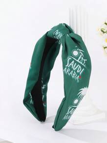 1pc Saudi Arabia National Day Celebration Sun, Camel, Palm Tree & Love Letter Knot Headband Hairpin Diadema Hair Hoop