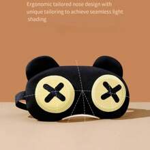 1pc Breathable Plush Eye Mask Sleep Special Cute Cartoon Eye Mask,School,Back To School,Travel,Travel Essentials,Home Essentials,Eye Mask,Sleep Mask - Black - View 4