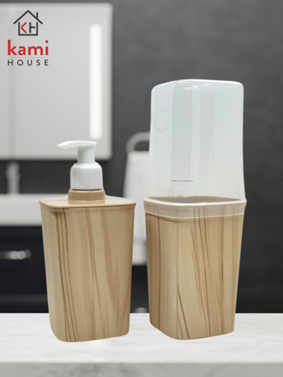 Kit Banheiro Bege Madeira 2 Peças Plasútil