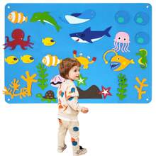 1入組農場動物/動物園動物/昆蟲/海洋生物羊毛氈忙碌板，早期教育3D DIY羊毛氈遊戲套裝，故事板，學習板（部分配件隨機顏色） - 綠色 - 查看 11