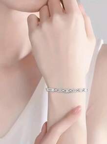 1pc Silver Four-Leaf Clover Bracelet Jewelry Gift