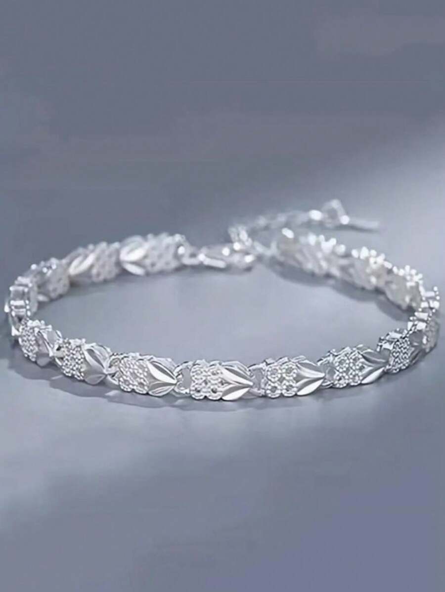 1pc Silver Four-Leaf Clover Bracelet Jewelry Gift