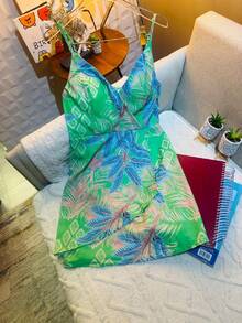 Women's Casual Sleeveless Back Zipper Solid Ruffles Summer Jumpsuit - Green - View 2