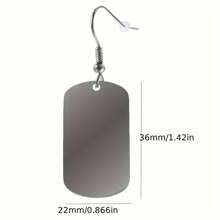 1Pair Personalized Family, Photo Stainless Steel Square Earrings, Black & White Photo, Customized With Engraved Name, Date, Text On Back, Christmas Gift - Black - View 6