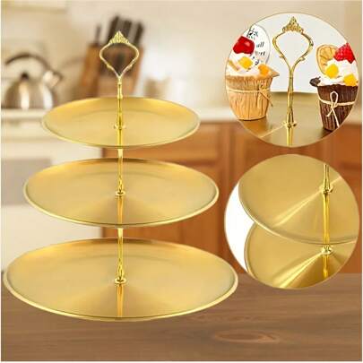 1 件不锈钢多层家用储物托盘，北欧甜点架，下午茶小吃托盘，奢华派对装饰