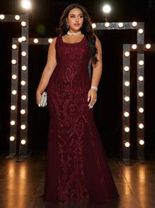 Plus Size Women's Elegant Dress, Formal Evening Prom Gown, For Wedding Guest, Graduation, Dinner