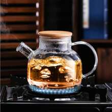 1L/1.6L 大容量玻璃茶壶带盖，透明玻璃水壶，用于煮茶和泡茶/咖啡，适合户外、露营 - 透明色 - 查看 7