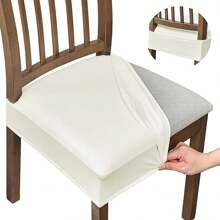 1/2/4/6pcs Elastic Chair Seat Cover, PU Leather Waterproof Stool Slipcover, Office/Dining Room Seat Protector