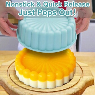 1 件硅胶大蛋糕花形圆形不粘烤盘，烤盘适用于布朗尼、芝士蛋糕、蛋挞、派、果馅饼