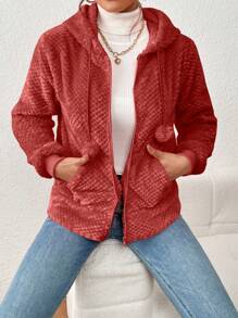 Women Faux Fur Coats - 紅色 - 查看 4