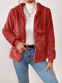 Women Faux Fur Coats - 紅色 - 查看 3