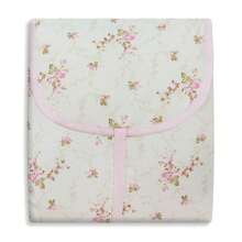 Trocador De Fralda Portátil Dobrável Impermeável Com Bolso 100% Algodão - Floral Rosa - Visão 2