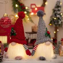1pc Premium Knitted Lighted Santa Hat Christmas Decor, Suitable For Holiday Party, Christmas Party, Halloween Decoration, Scene Decoration, Festival Decoration, Home Decoration, Office Decoration, Party Gift, Room Decoration, Aesthetic Room Decor, Bedroom Decoration, Home Decor, Fun Christmas Party Decoration, Christmas Holiday, Happy New Year, Christmas Gift, Christmas Ornament