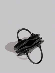 Heart-Shaped Rhinestone Decor Handbag With Chain Strap, Minimalist & Versatile Shoulder/Crossbody Bag Valentines - Black - View 6