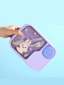 1 Pieza Caja de almuerzo de dibujos animados, una caja de almuerzo linda y minimalista con animales de dibujos animados, caja de almuerzo portátil, caja de aperitivos y almuerzos separada, adecuada para adolescentes y trabajadores en escuelas, cafeterías, hogares y campamentos, cocina, regalo de Navidad, útiles escolares