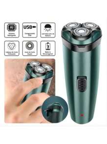 Barbeador Elétrico 3d Shave 3 Lâminas Sem Fio Recarregável Cor Verde 110v/220v - Verde Militar - Visão 6