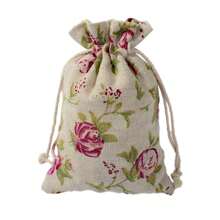 5 piezas Bolsas de regalo con cordón personalizadas y creativas, bolsitas de lino con estampado vintage para joyas, sacos de arpillera de paquete aromático