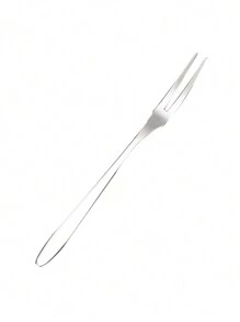 1pc/5pcs/10pcs Stainless Steel Fruit Fork, Dual-Prong Dessert Fork For Cake, Mooncake, Restaurant, Hotel