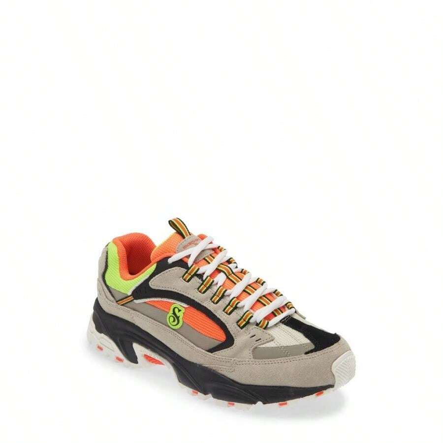 Skechers Zapatos deportivos casuales para hombres - Gris/Naranja - Ver 1