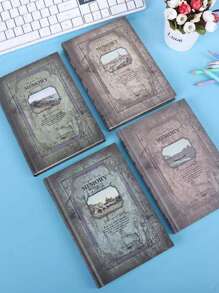 1pc Vintage Pattern Cover Notebook Back To School