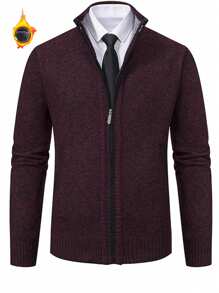 Men 1pc Zip Up Cardigan