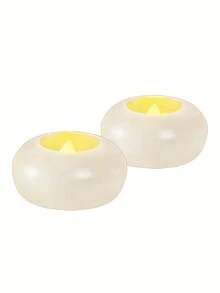 1 Or 2pcs Flameless LED Floating Candles, Plastic Battery Operated Flickering Waterproof Tea Lights For Cylinder Vases, 200hrs, Wedding, Party, Pool, Holiday, Proposal, Bar Center Decor, White Base, 2in - White - View 9