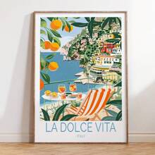 La Dolce Vita Travel Poster, Italy Wall Decor, La Dolce Vita Coast Poster, Italian Print, Retro Spritz Art, Honeymoon Gifts, Set Of 1, Canvas Posters, Canvas Wall Decor For Home, Living Room, Bed Room, Kitchen ,Bathroom,Wall Art Birthday Graduation Coastal Decor Coastal Decor Beach Decor