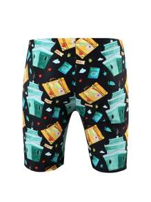 New Men's Quick Dry High Elasticity High Quality Swim Trunks, 5-Inch Inseam Swimwear - Black - View 2